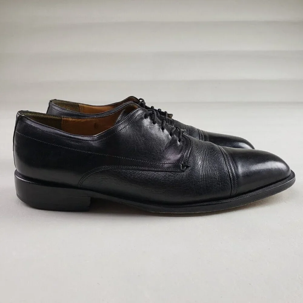 Mezlan Cap Toe Oxford Shoe Mens 8.5 Black Leather Lace Up Dress Made in Spain